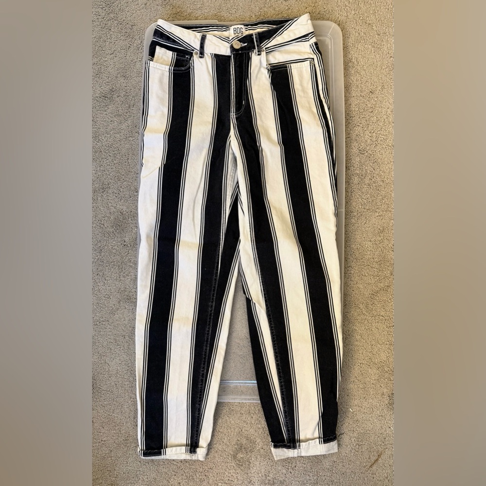 BDG Black and White Striped Straight Leg Pants